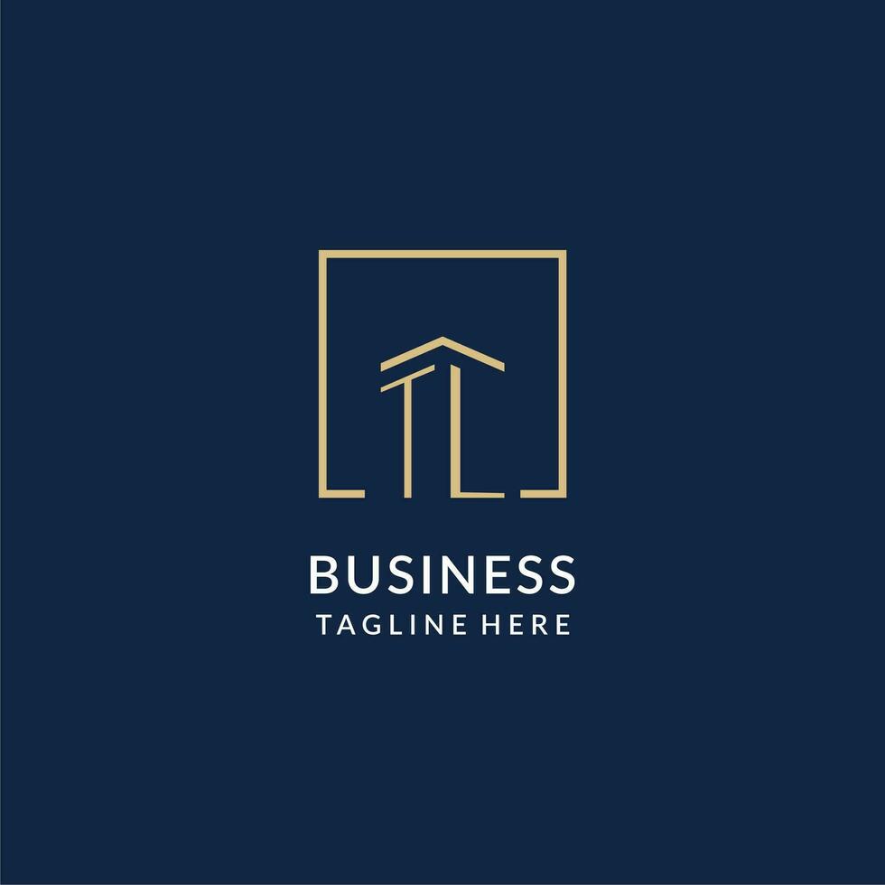 Initial TL square lines logo, modern and luxury real estate logo design vector