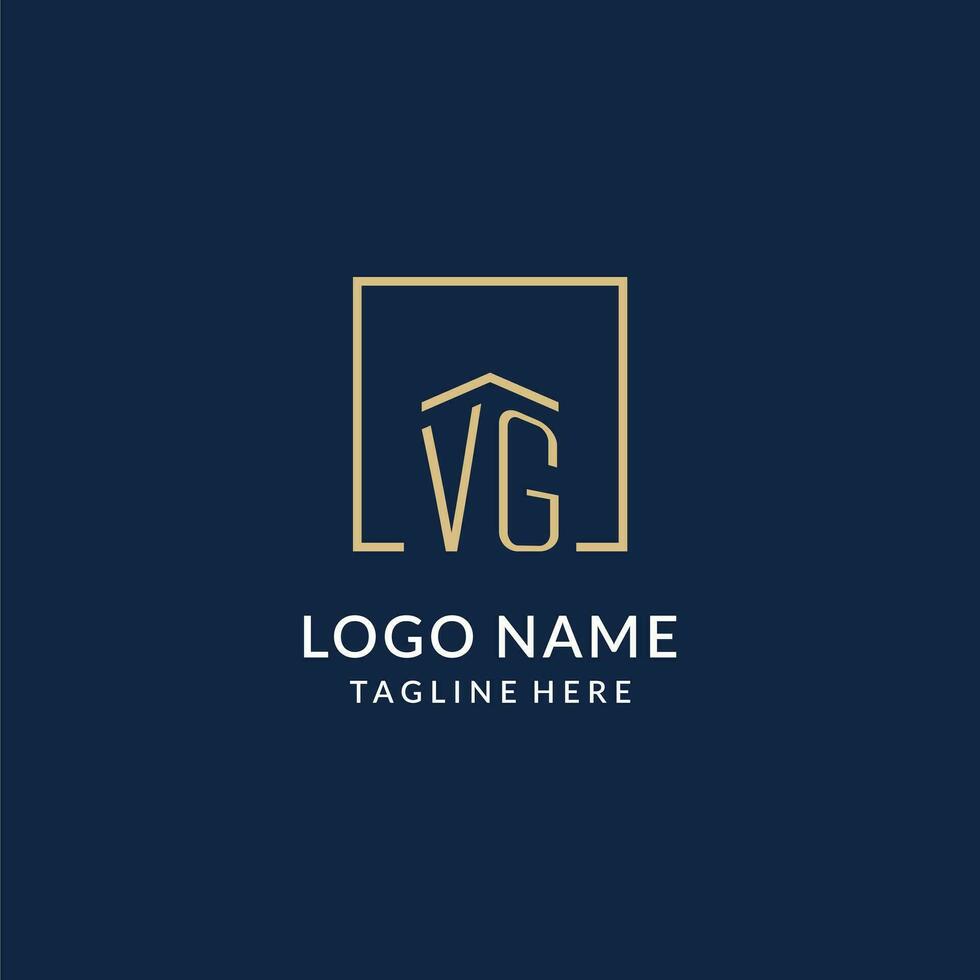 Initial VG square lines logo, modern and luxury real estate logo design vector