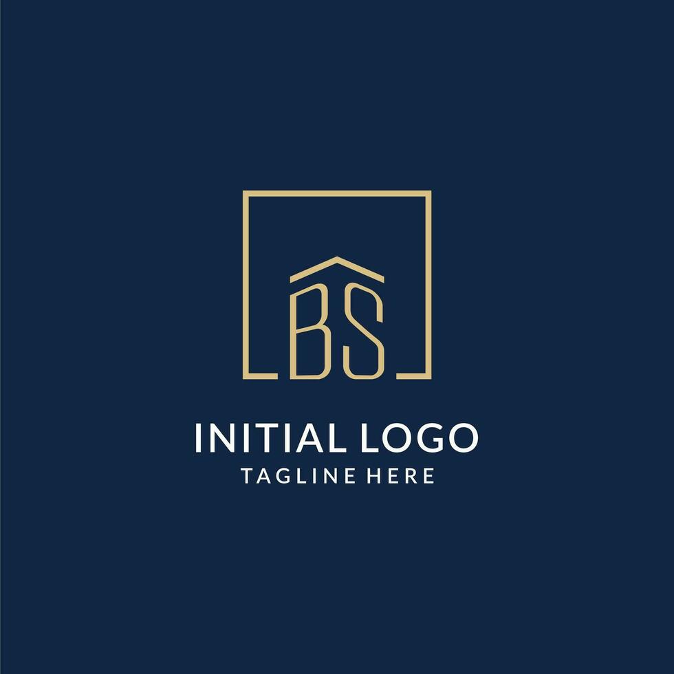 inicial bs cuadrado líneas logo, moderno y lujo real inmuebles logo diseño vector