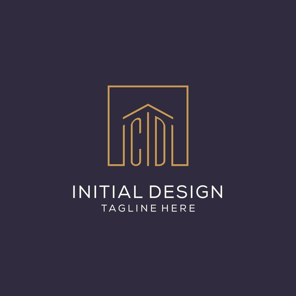 Initial CD logo with square lines, luxury and elegant real estate logo design vector