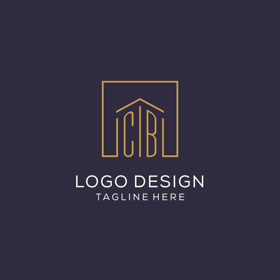 Initial CB logo with square lines, luxury and elegant real estate logo design vector