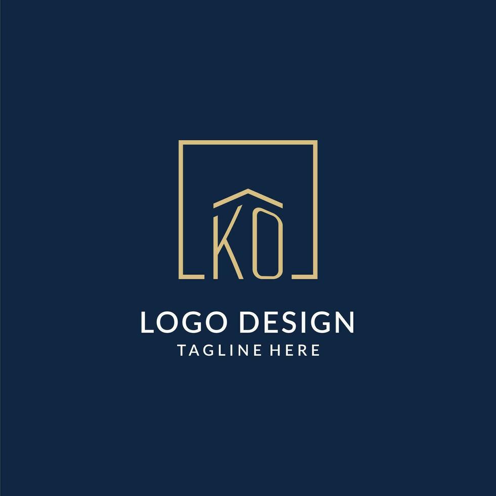 Initial KO square lines logo, modern and luxury real estate logo design vector