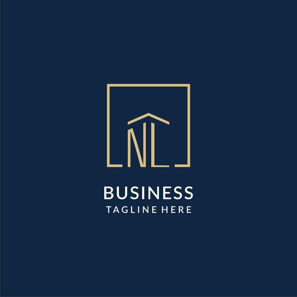 Initial NL square lines logo, modern and luxury real estate logo design vector