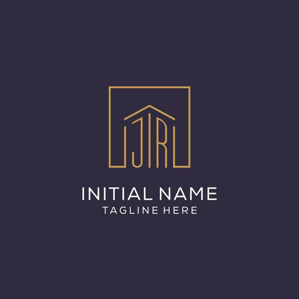 Initial JR logo with square lines, luxury and elegant real estate logo design vector