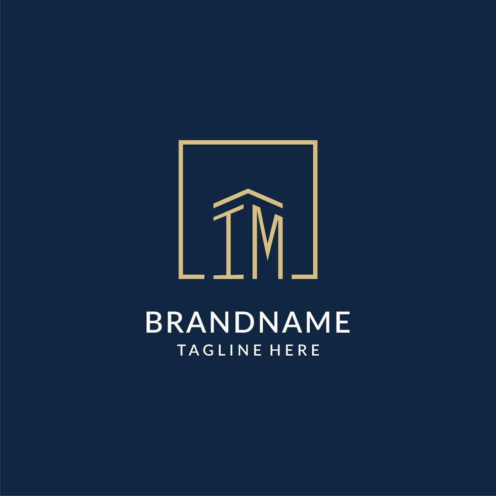 Initial IM square lines logo, modern and luxury real estate logo design vector