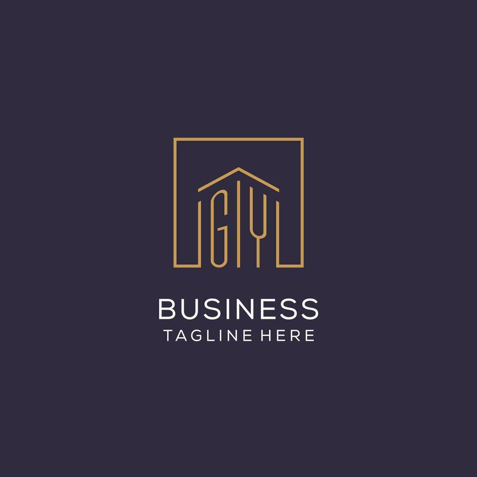 Initial GY logo with square lines, luxury and elegant real estate logo design vector