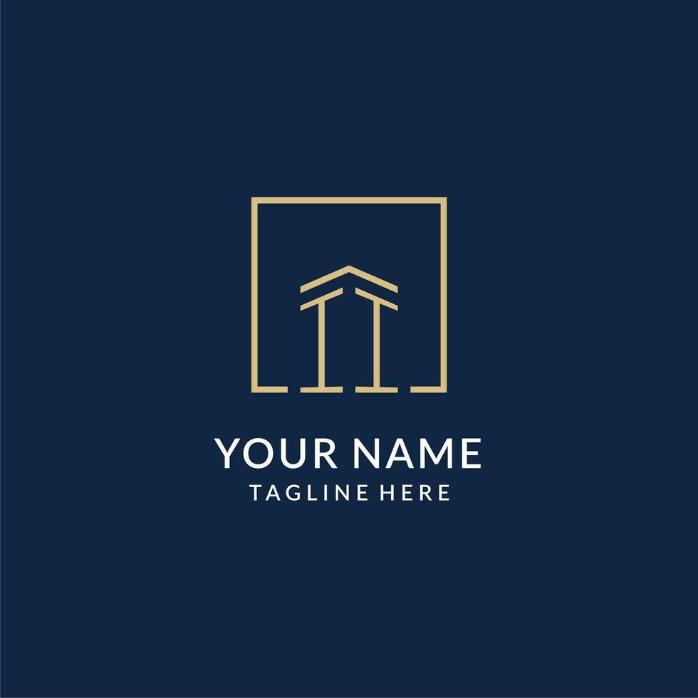 Initial II square lines logo, modern and luxury real estate logo design vector