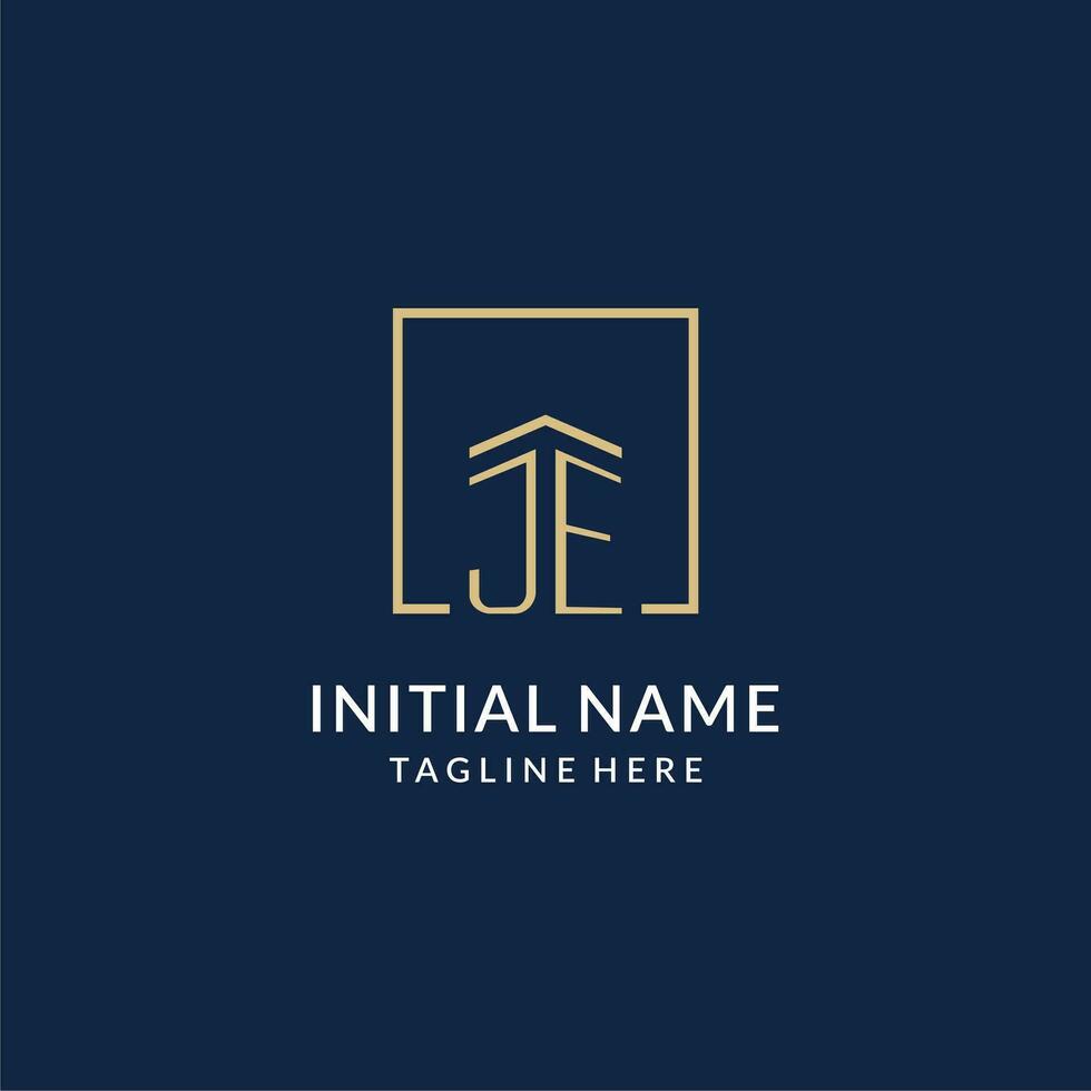 Initial JE square lines logo, modern and luxury real estate logo design vector