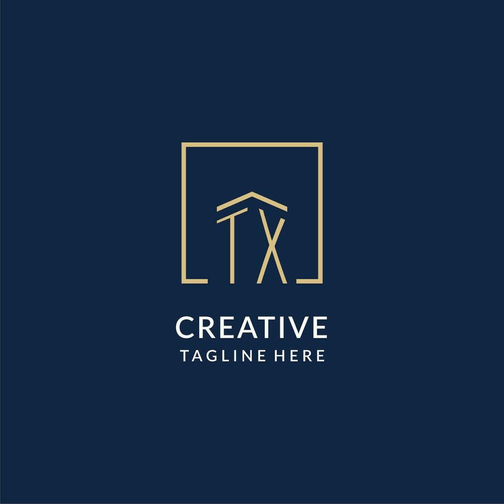 Initial TX square lines logo, modern and luxury real estate logo design vector