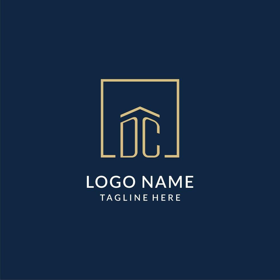 Initial DC square lines logo, modern and luxury real estate logo design vector