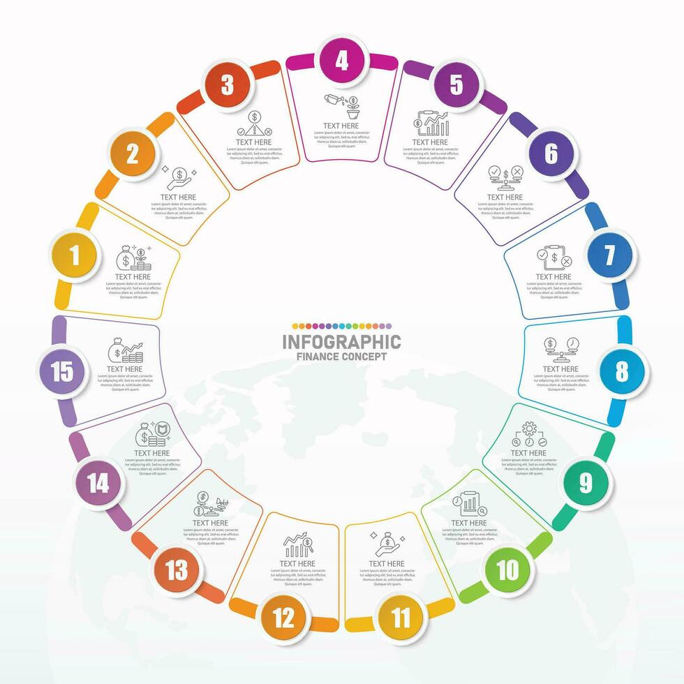 Infographic with 15 steps, process or options. vector