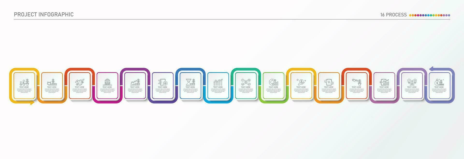 Infographic process design with icons and 16 options or steps. vector