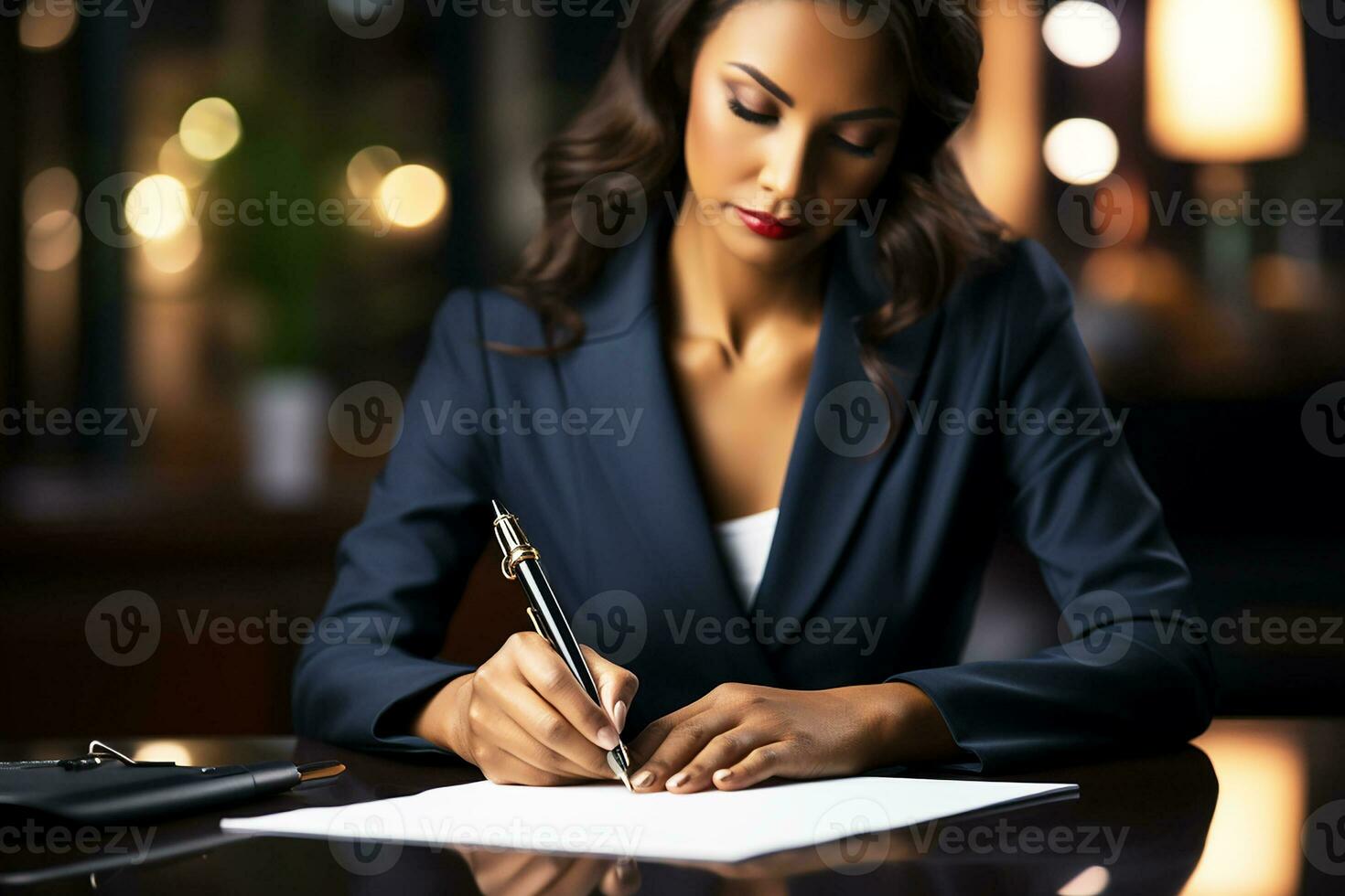 Close up businessman signing contract making a deal. Generative AI photo