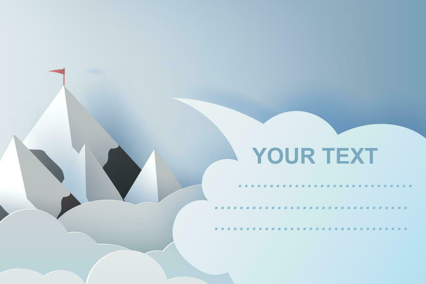 illustration of Landscape and cloud mountains on blue sky.Creative design Paper cut and craft style of business teamwork targeted mountain concept idea.scene your text space pastel.paper art.vector vector