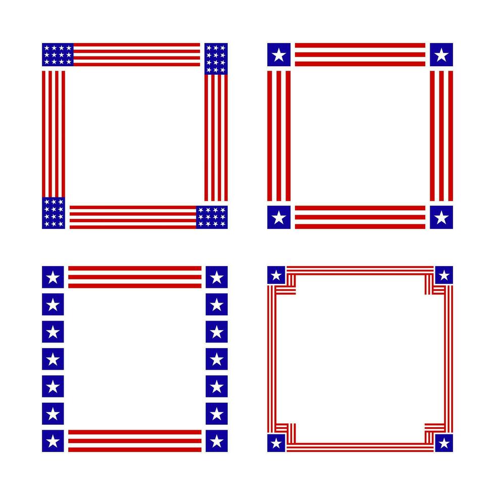 Square american flag frame vector