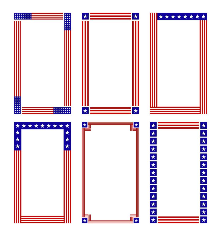 Square american flag frame vector