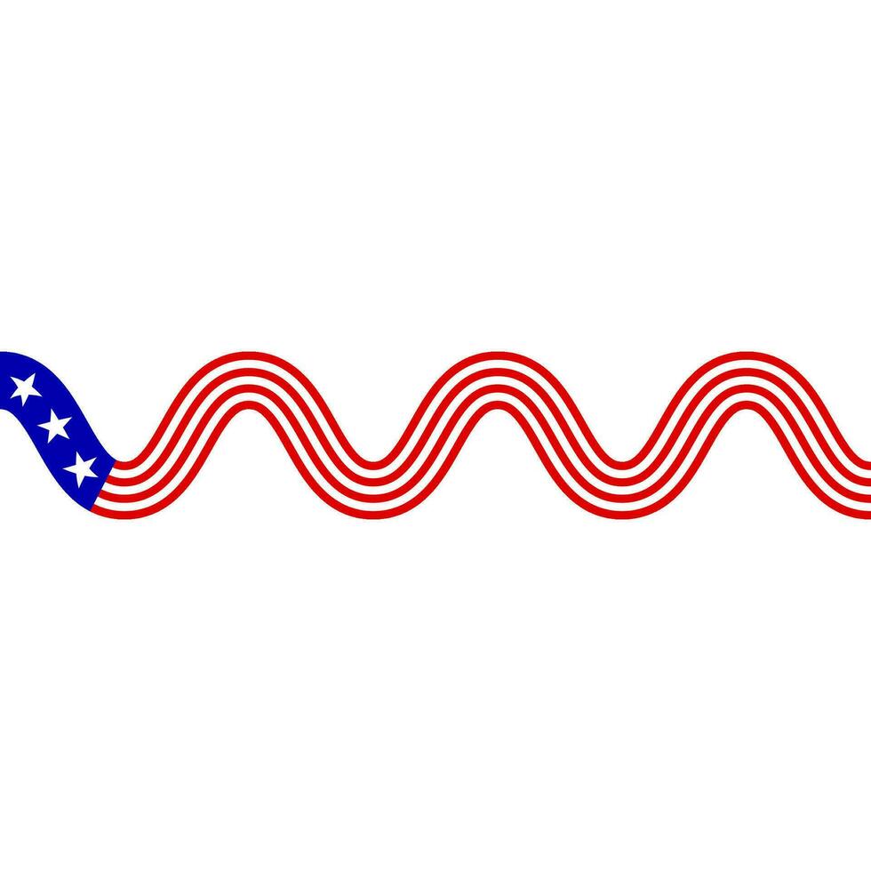 usa flag wavy line vector