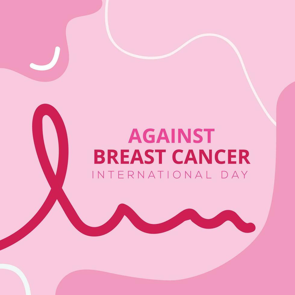 plano internacional día pecho cáncer conciencia antecedentes con rosado cinta y vector ilustración