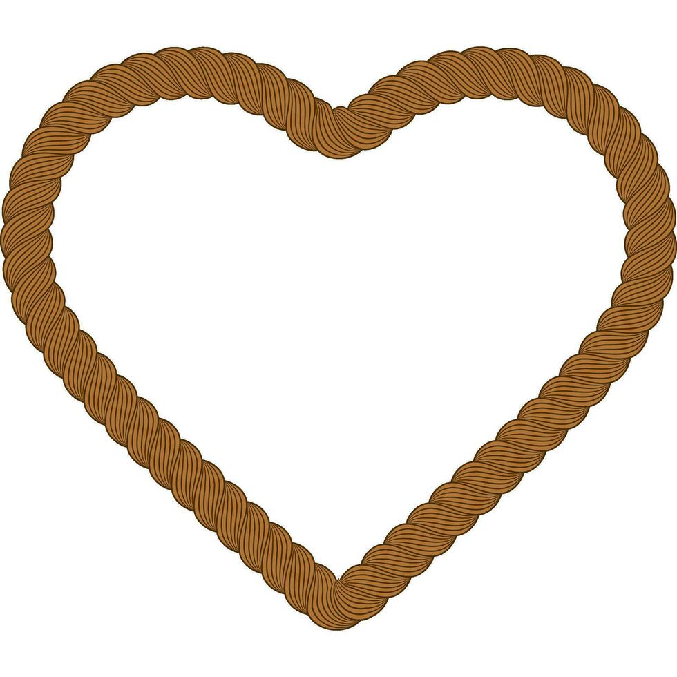 brown heart frame rope vector