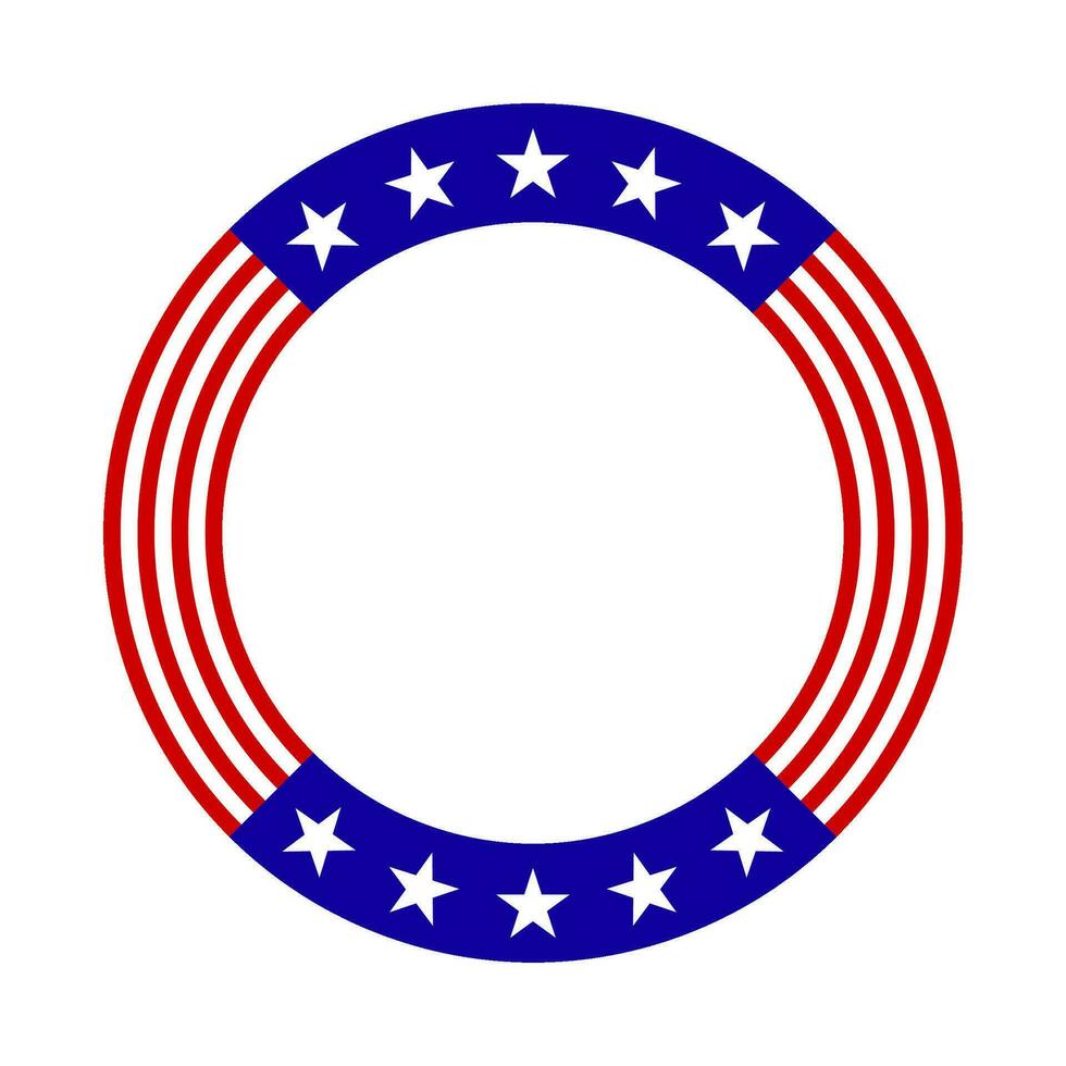 Round American flag frame vector