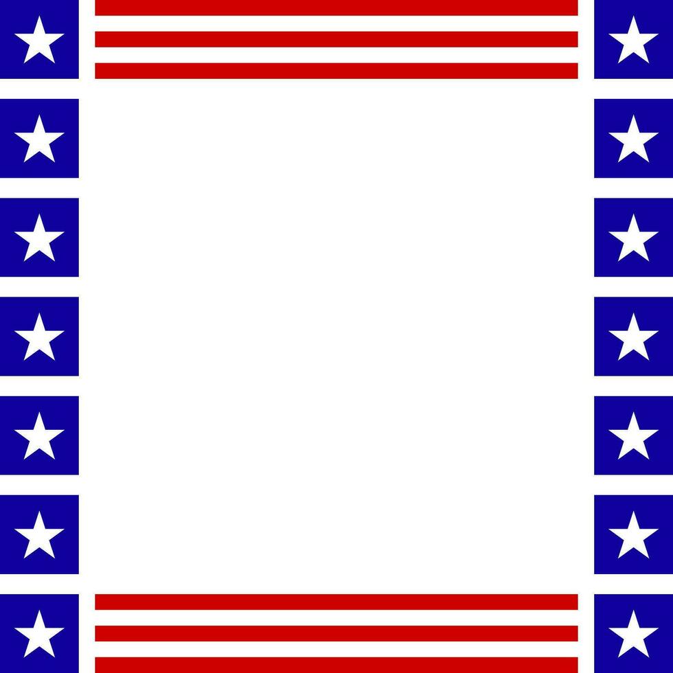 Square american flag frame vector