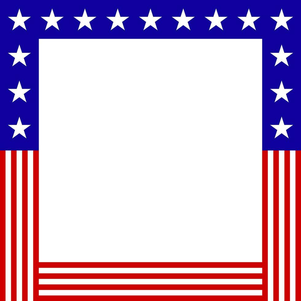 american flag square frame vector