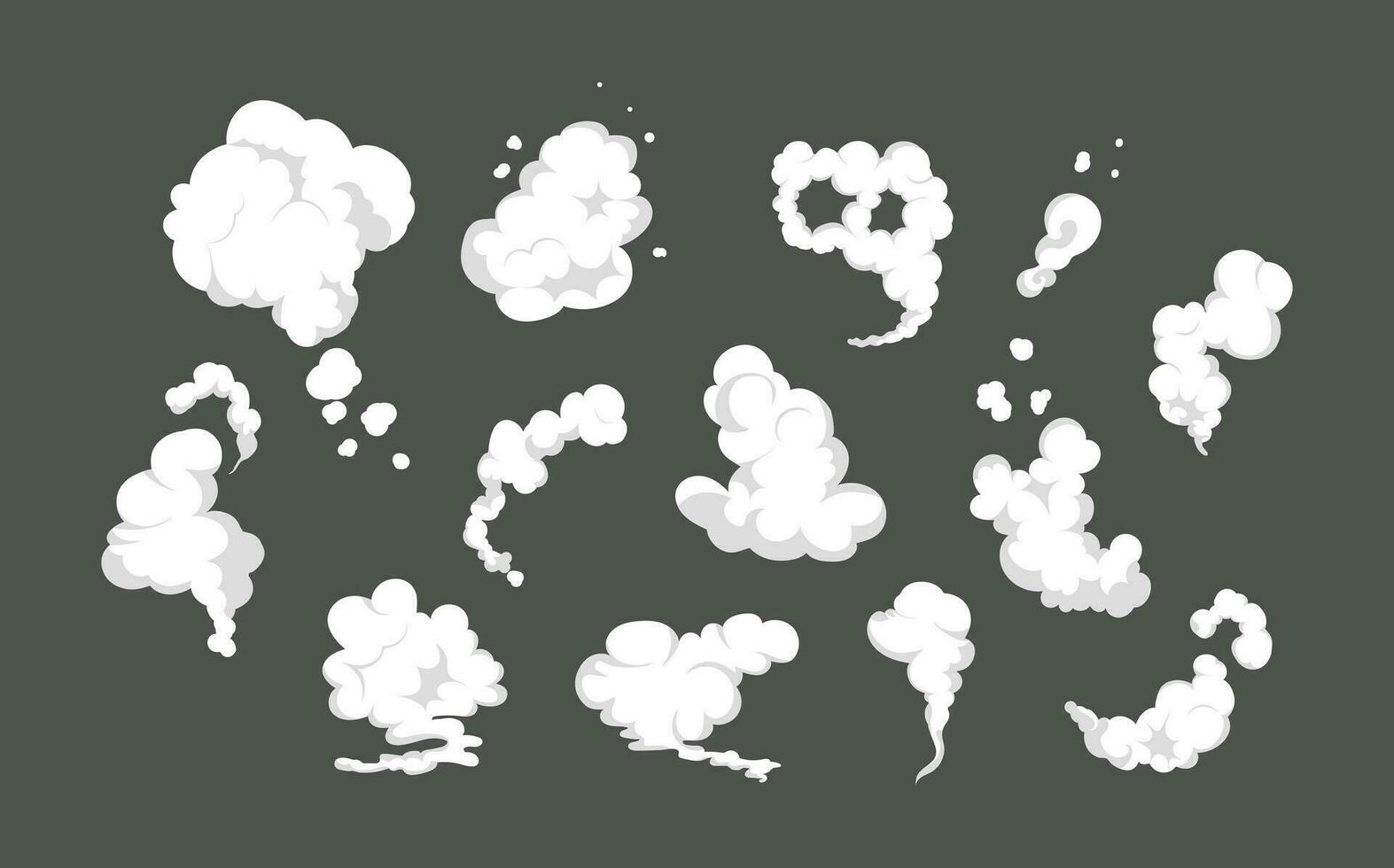 fumar explosión animación de un explosión con cómic volador nubes conjunto de aislado vector ilustraciones a crear un explosión efecto. el efecto de fumar movimienot, brillar y dinámica auge.