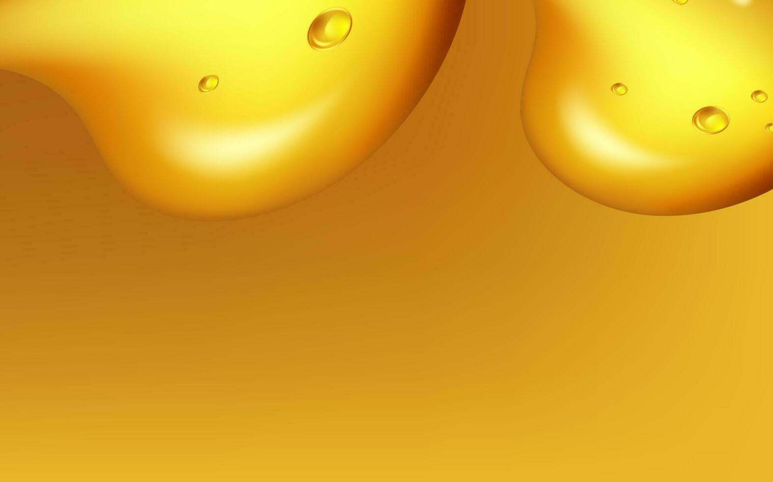 conjunto de líquido dorado gotas de agua, miel o aceite. colágeno cosmético esencia. orgánico suero o argán burbujas que cae gasolina amarillo gotita. vector