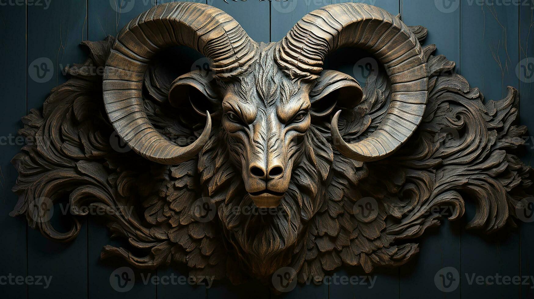 Depicting the zodiac sign Aries on a dark blue background. Astrology.Generative AI photo