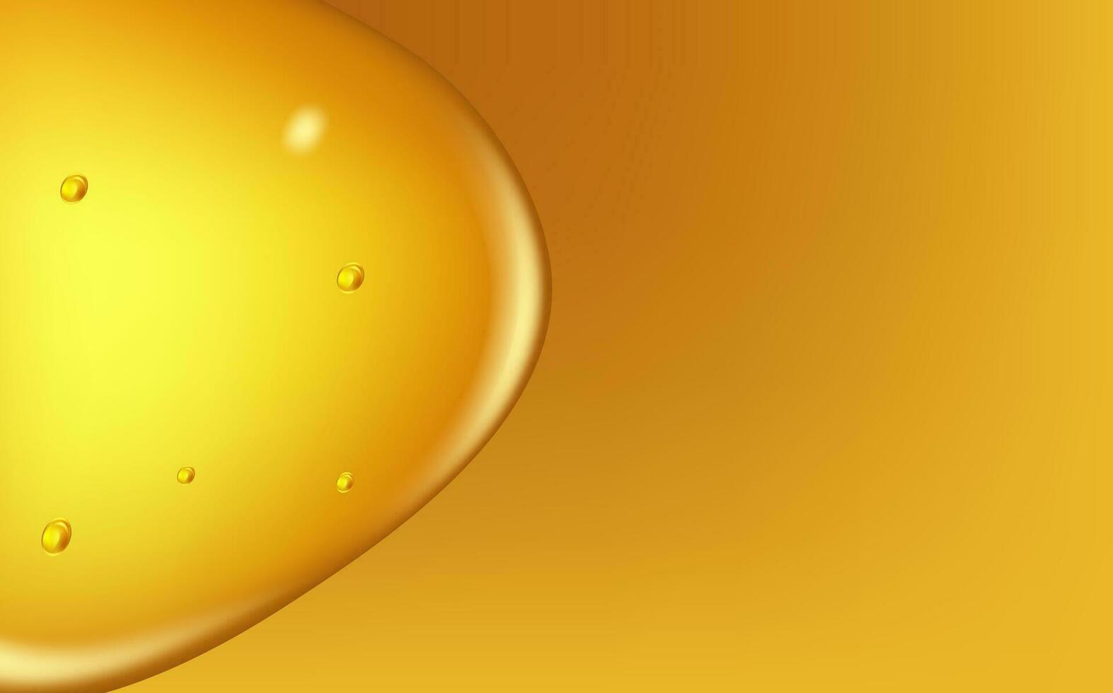 conjunto de líquido dorado gotas de agua, miel o aceite. colágeno cosmético esencia. orgánico suero o argán burbujas que cae gasolina amarillo gotita. vector