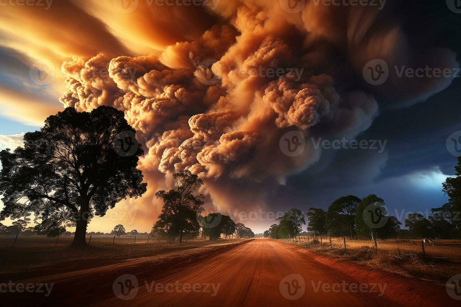 épico fuego, bocanadas de fumar creciente alto dentro el cielo en contra un desierto fondo.generativo ai foto
