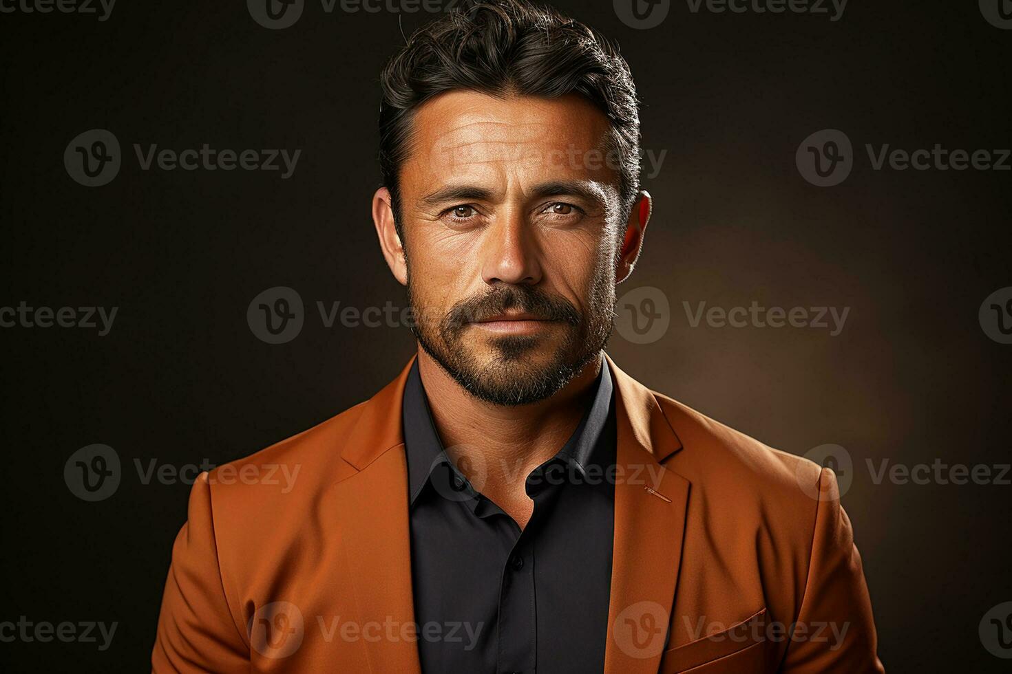Indian businessman, man in office suit on black background.Generative AI photo