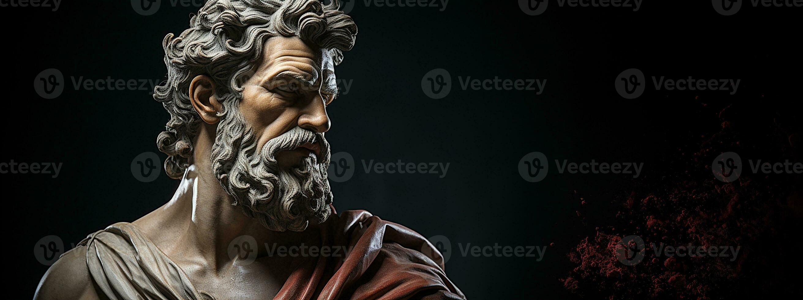 Epictetus ancient Greek philosopher. copy space. Generative AI photo