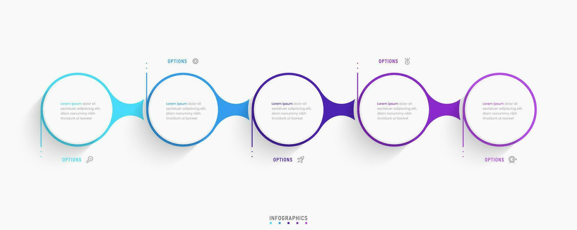 plantilla de diseño de etiquetas infográficas vectoriales con iconos y 5 opciones o pasos. se puede utilizar para diagramas de proceso, presentaciones, diseño de flujo de trabajo, banner, diagrama de flujo, gráfico de información. vector