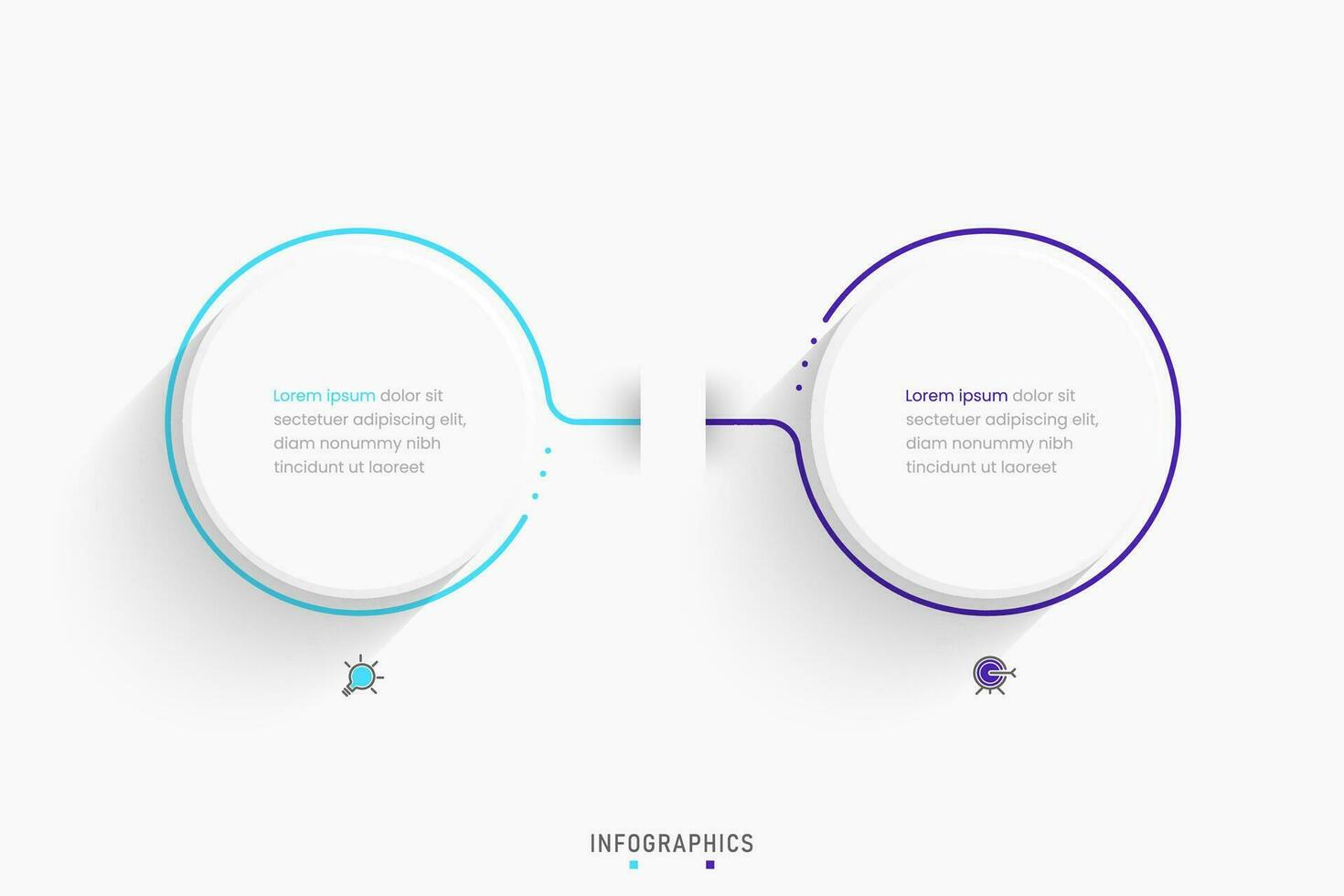 plantilla de diseño de etiquetas infográficas vectoriales con iconos y 2 opciones o pasos. se puede utilizar para diagramas de proceso, presentaciones, diseño de flujo de trabajo, banner, diagrama de flujo, gráfico de información. vector