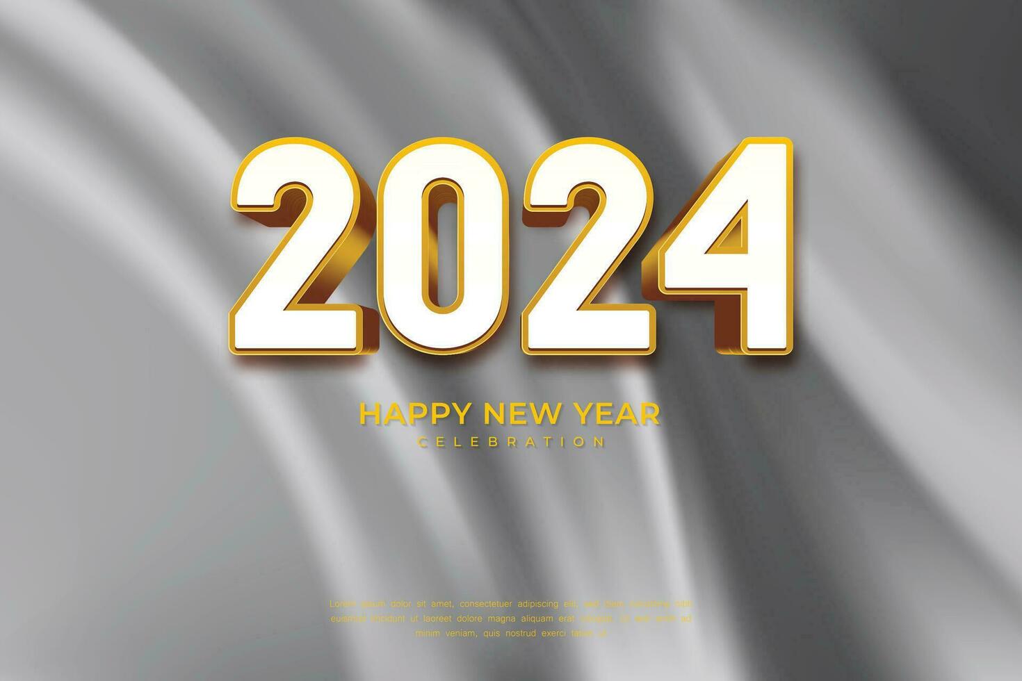 Happy New Year 2024. Golden 3D numbers white style on elegant Background vector