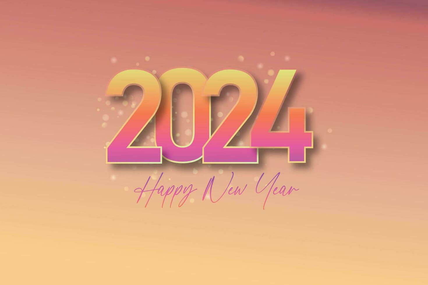 Happy New year 2024 celebration with pink gradient number for poster and calender. vector