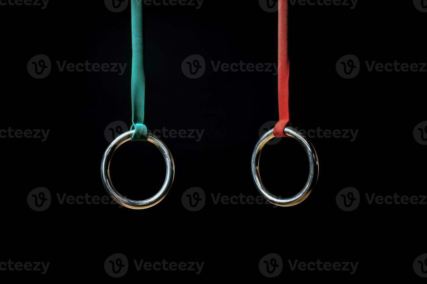 Gymnastic rings isolated on a black background. AI Generated photo