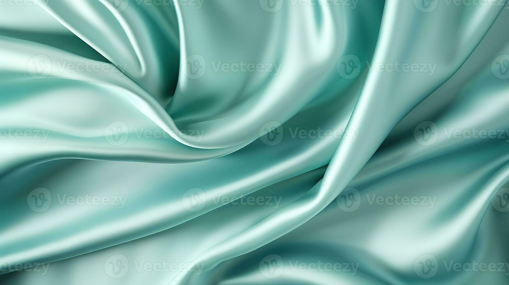 silk background. Beautiful light green blue silk satin surface. Soft folds on shiny Luxury fabric AI Generated photo