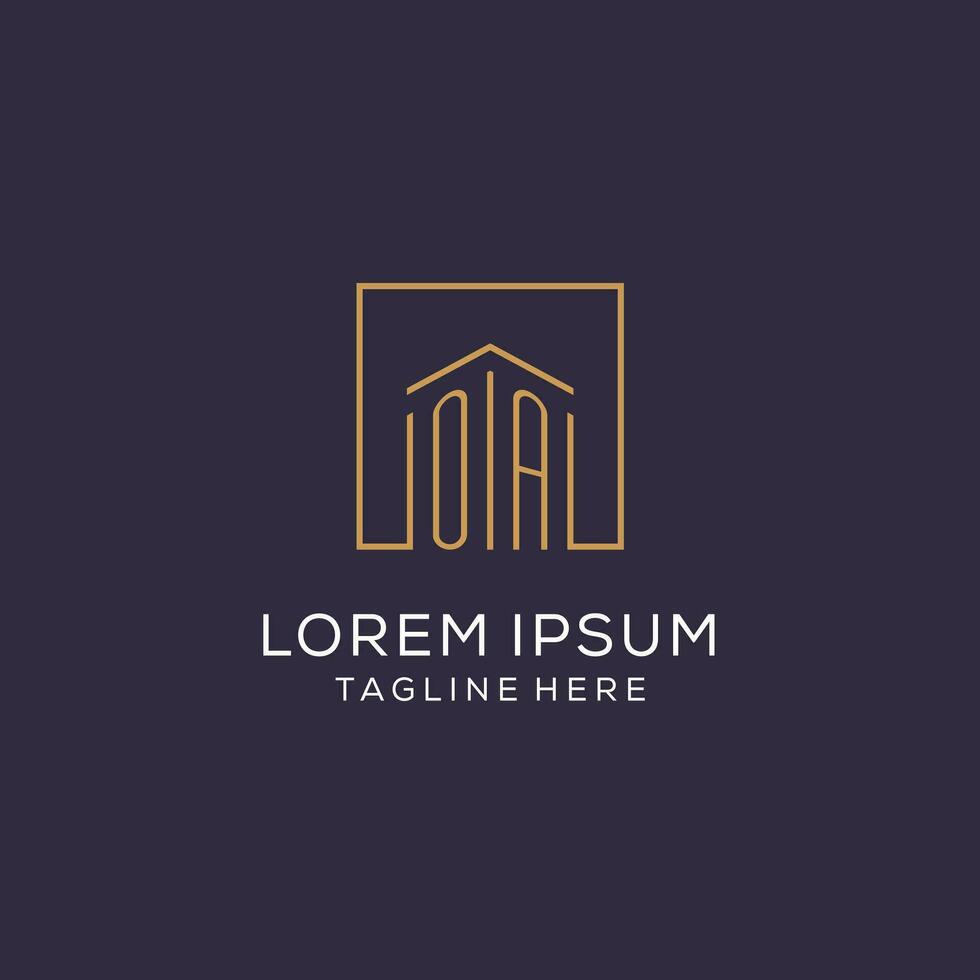 Initial OA logo with square lines, luxury and elegant real estate logo design vector