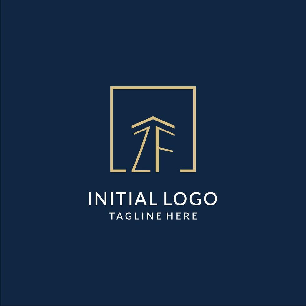 Initial ZF square lines logo, modern and luxury real estate logo design vector