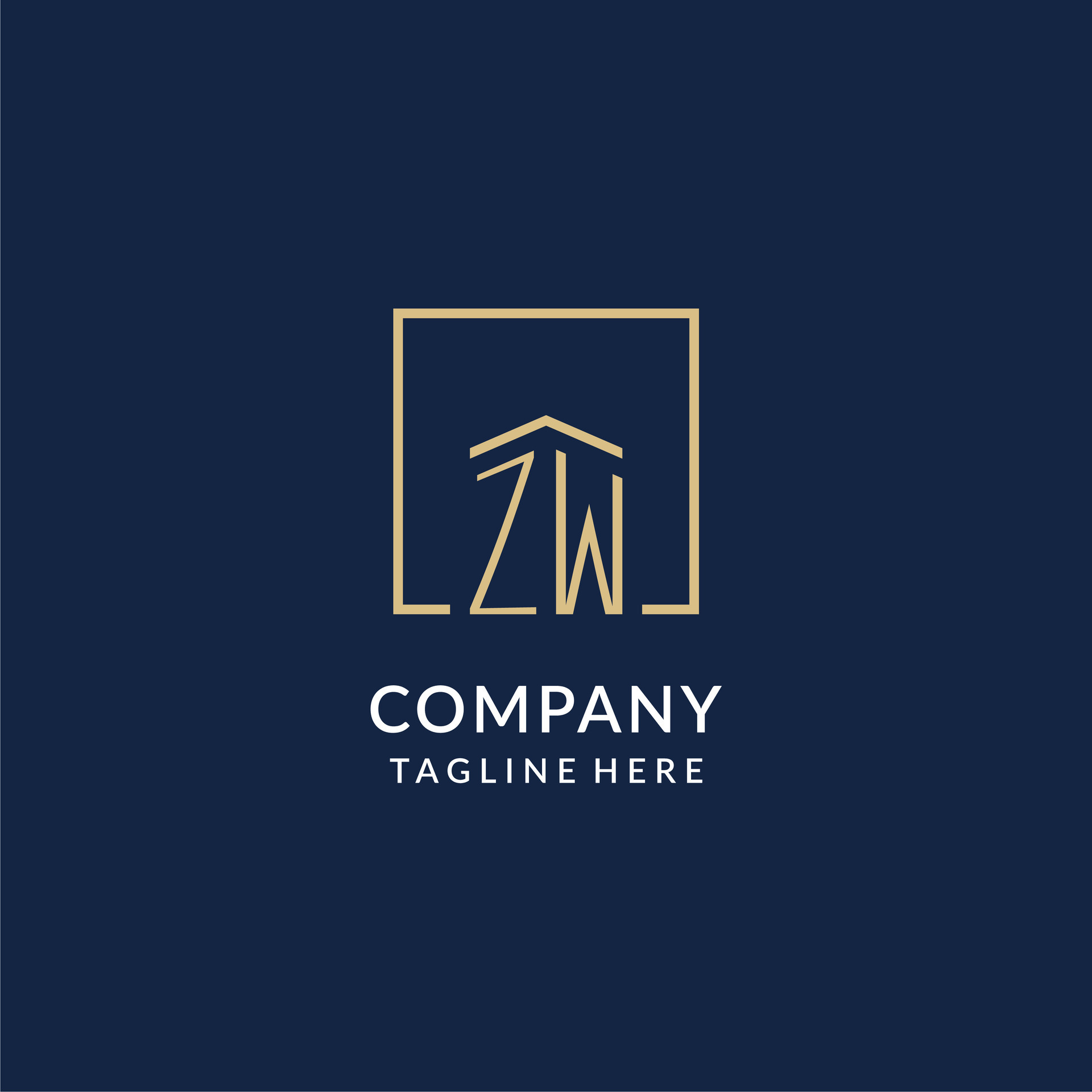 Initial ZW square lines logo, modern and luxury real estate logo design