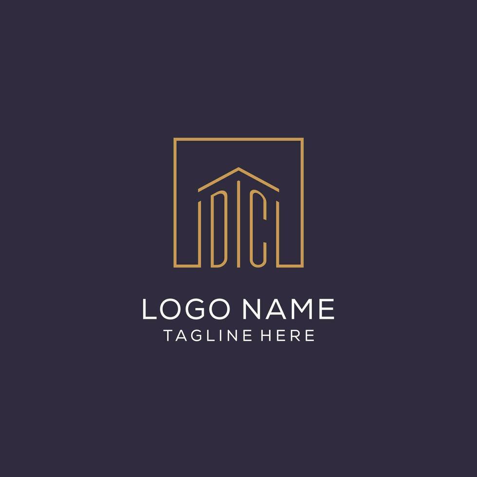 Initial DC logo with square lines, luxury and elegant real estate logo design vector