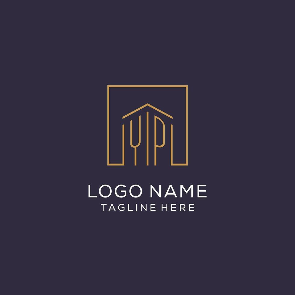Initial YP logo with square lines, luxury and elegant real estate logo design vector
