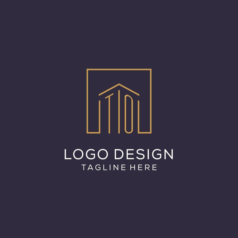 Initial TO logo with square lines, luxury and elegant real estate logo design vector