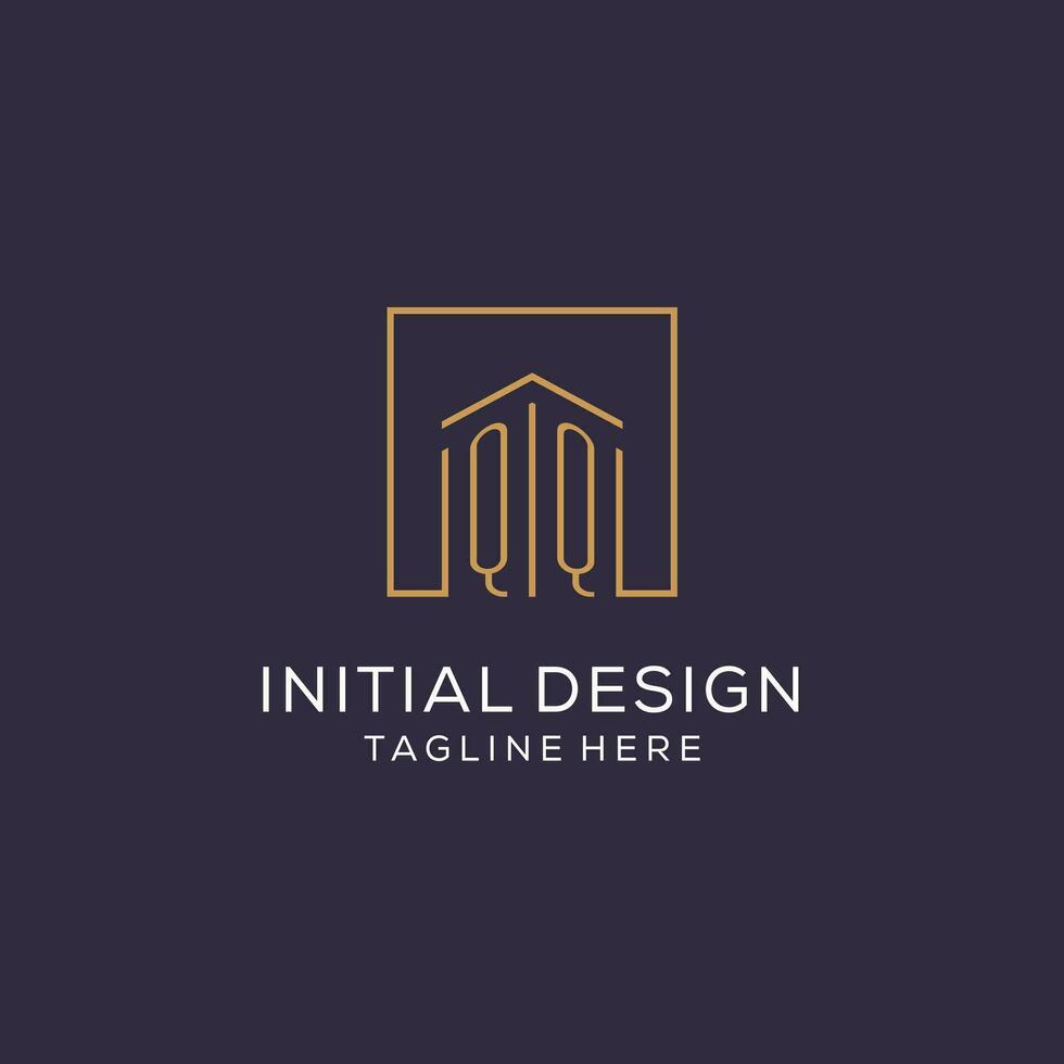 inicial qq logo con cuadrado líneas, lujo y elegante real inmuebles logo diseño vector