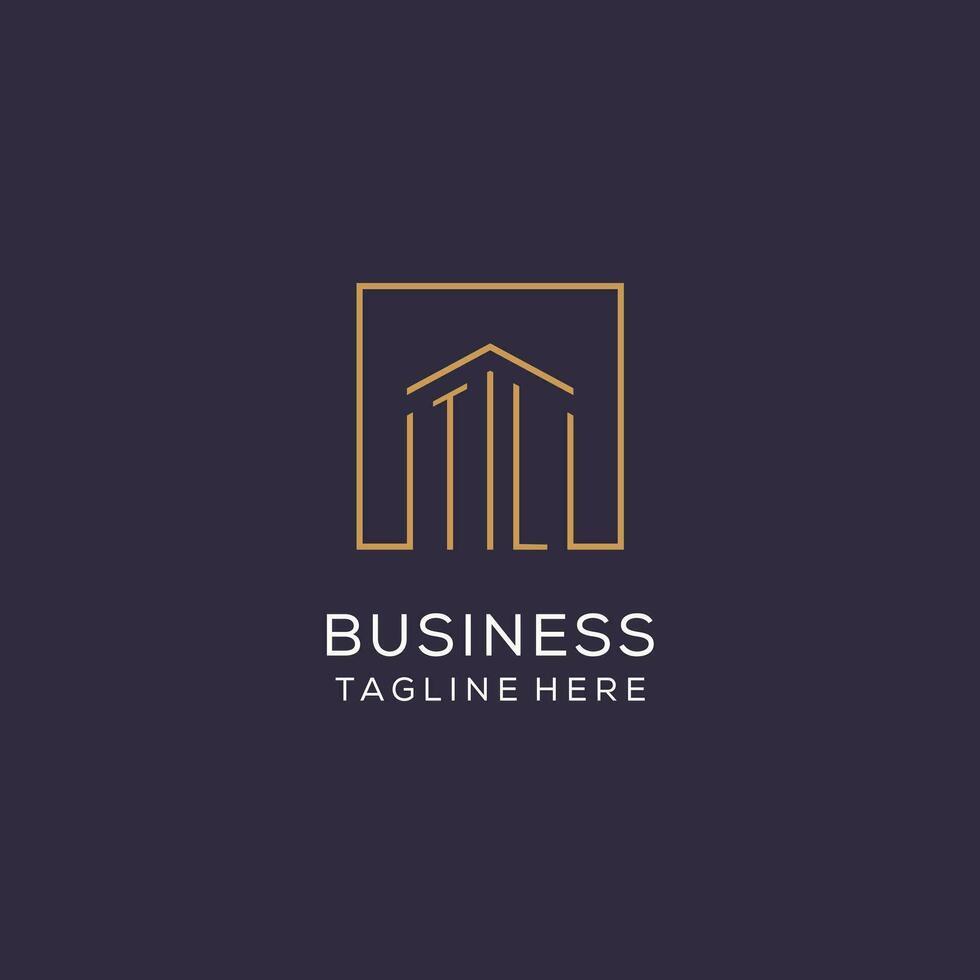 Initial TL logo with square lines, luxury and elegant real estate logo design vector