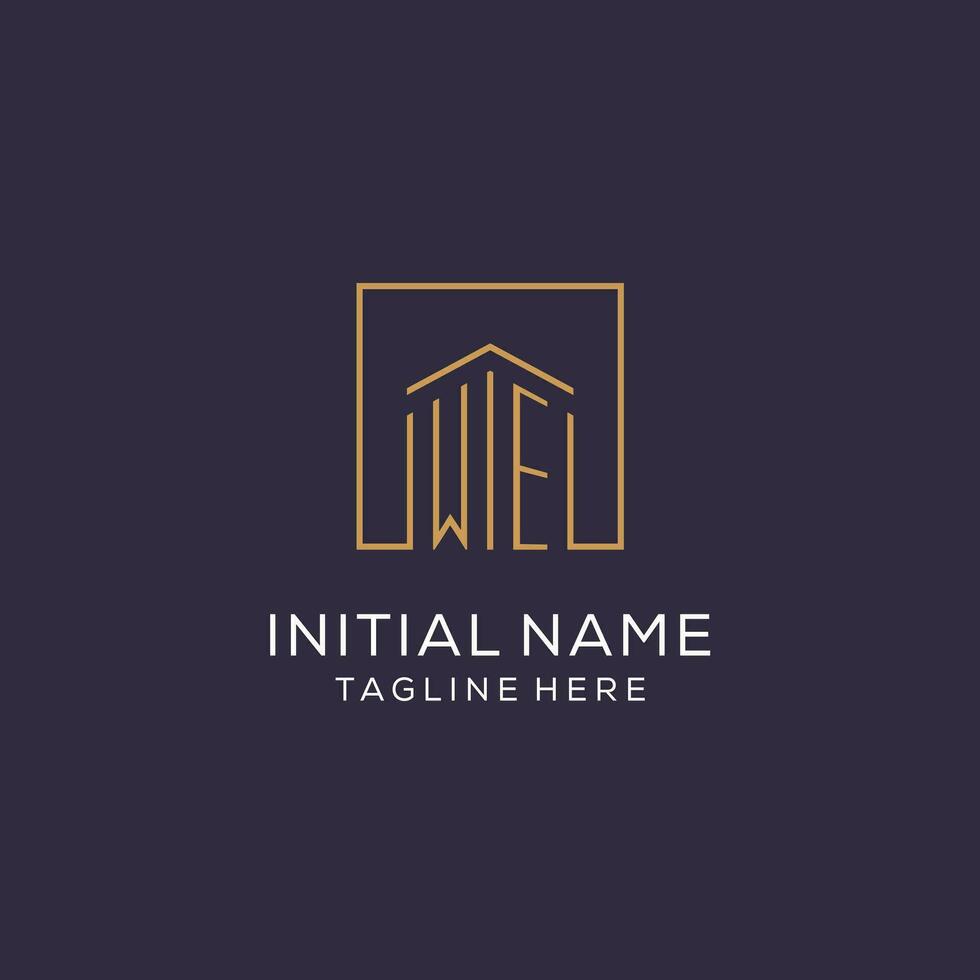 Initial WE logo with square lines, luxury and elegant real estate logo design vector