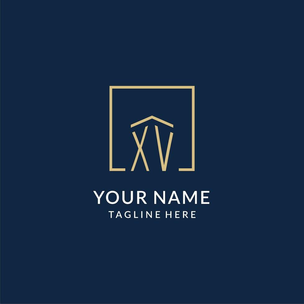 Initial XV square lines logo, modern and luxury real estate logo design vector