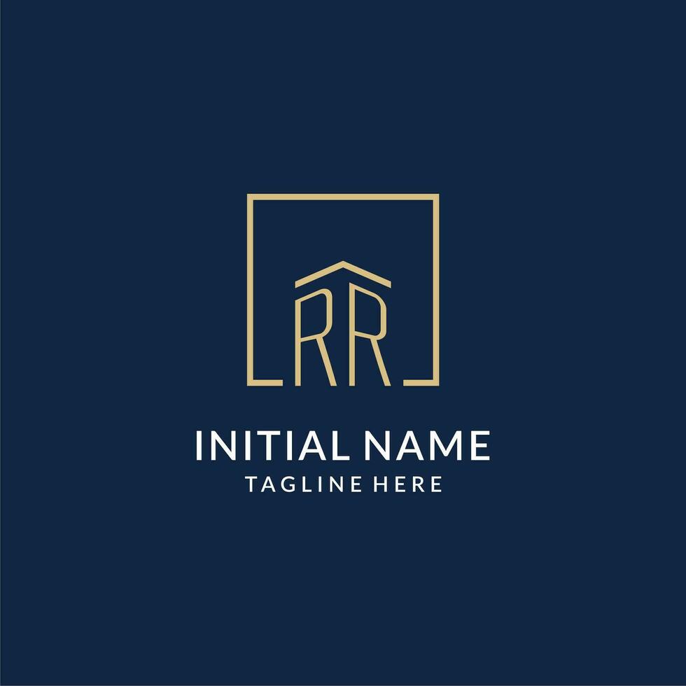 Initial RR square lines logo, modern and luxury real estate logo design vector